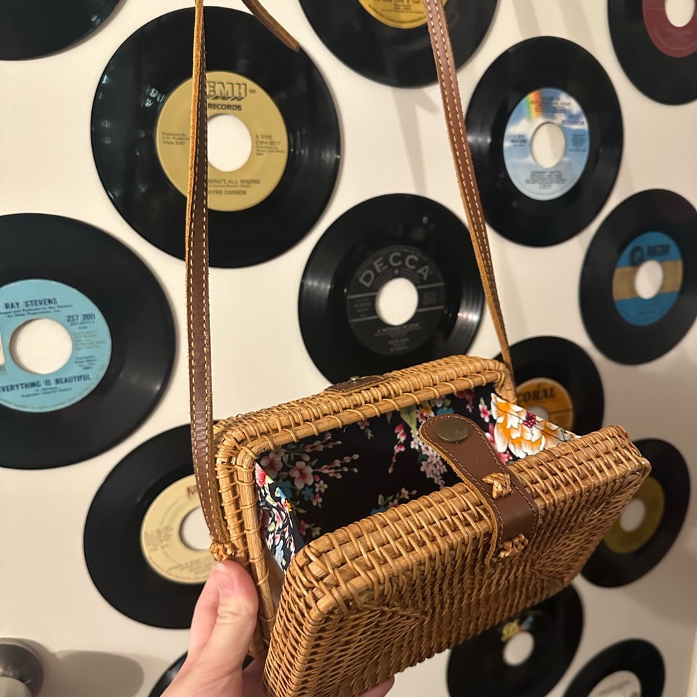 Brown Wicker Crossbody Bag